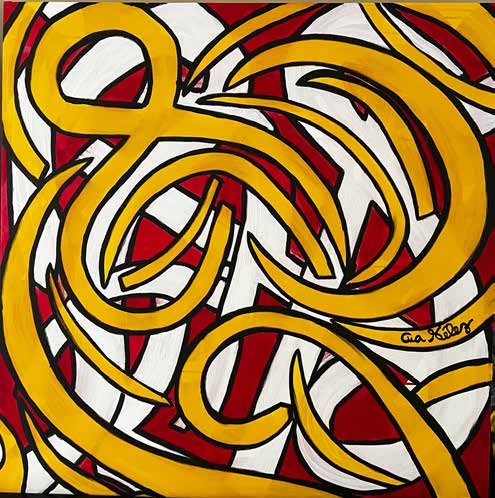 Work AV — 14, acrylic on canvas, 100 × 100 cm, by Ana Vélez