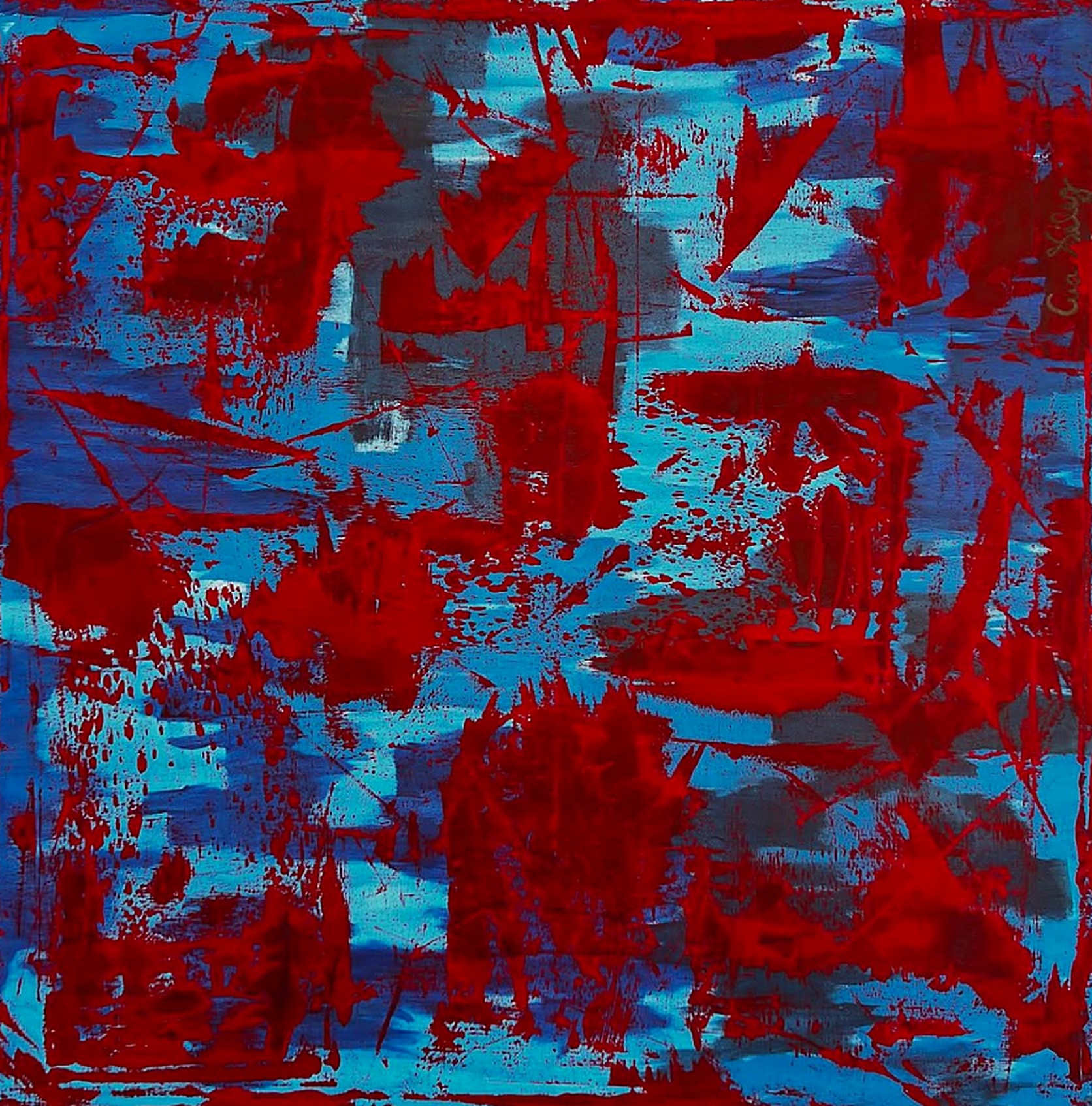 Work AV — 22, acrylic on canvas, 100 × 100 cm, by Ana Vélez