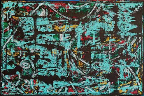 Work AV — 28, acrylic on canvas, 120 × 80 cm, by Ana Vélez