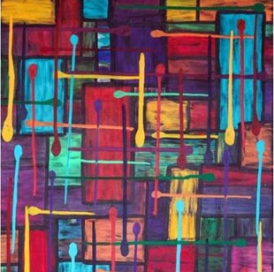 Work AV — 47, acrylic on canvas, by Ana Vélez