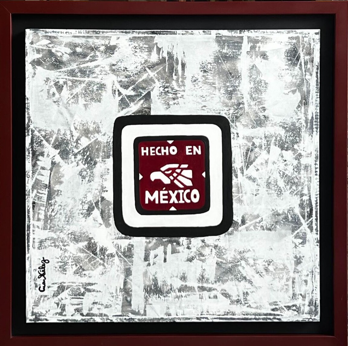 Work AV — 50, acrylic on canvas, 120 × 120 cm, by Ana Vélez — "Hecho en México"
